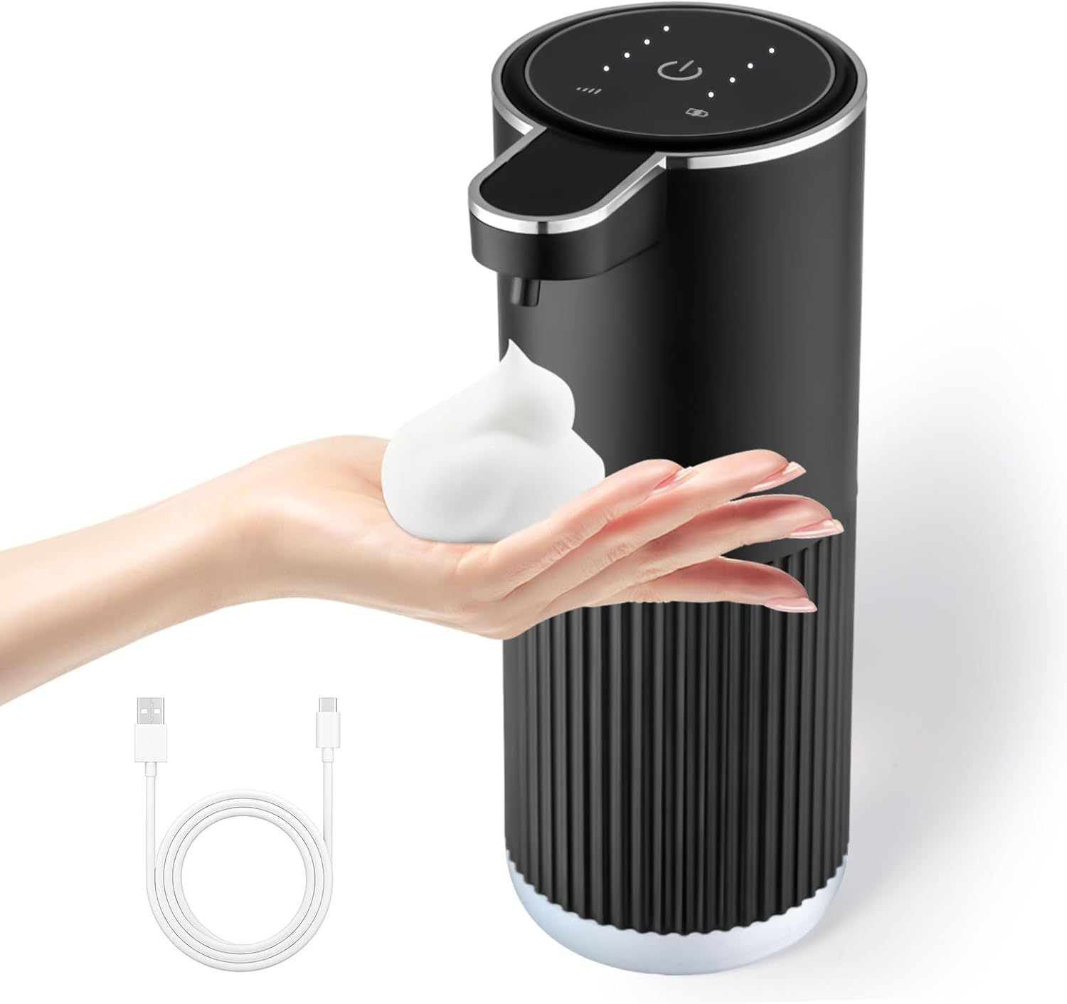 Soap Making Foam - 4段階調節可能な360mlタッチレス自動ソープディスペンサー、壁掛け式ハンズフリーフォーム/ジェルディスペンサー