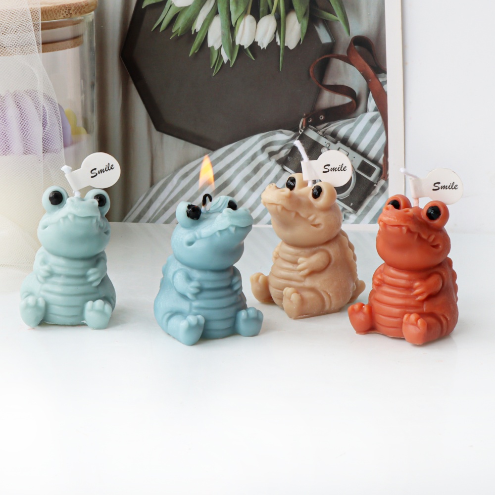 Soap Making Home - 3Dかわいいワニキャンドルシリコンモールド愛らしい笑顔アリゲーター石鹸樹脂石膏ケーキベーキングモールド家の装飾ギフト作り用