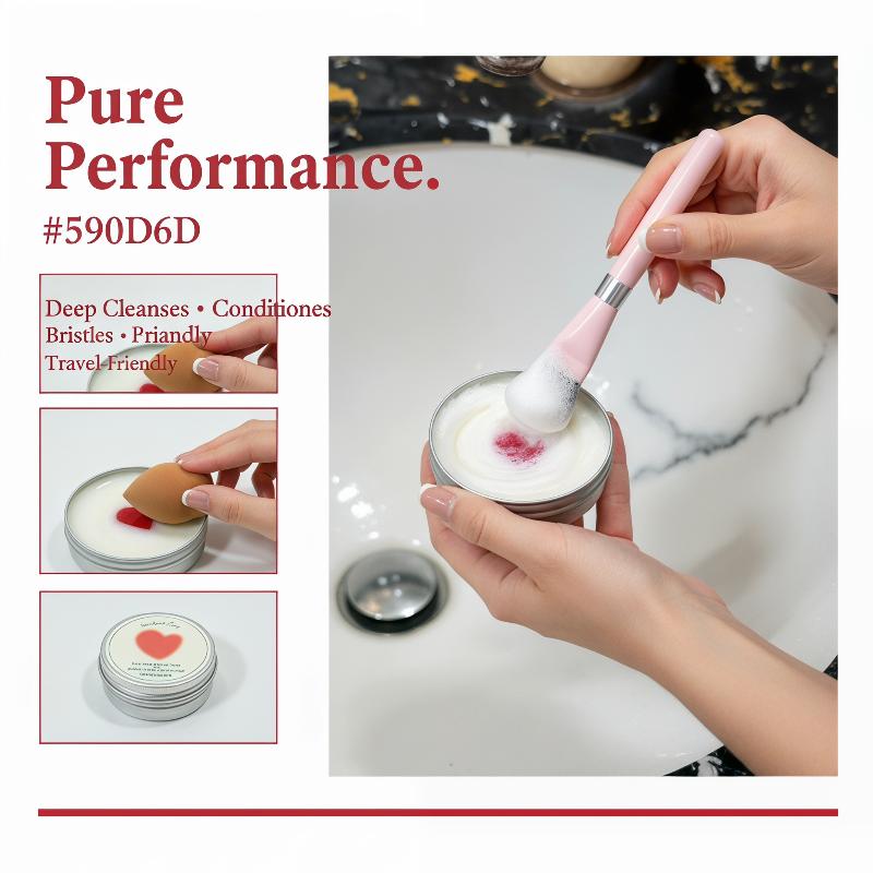 Quick Soap Making - ハート型メイクアップブラシ洗浄石鹸 100g クイックウォッシュ ディープクレンジング あらゆるタイプの美容ブラシ用 ポータブル