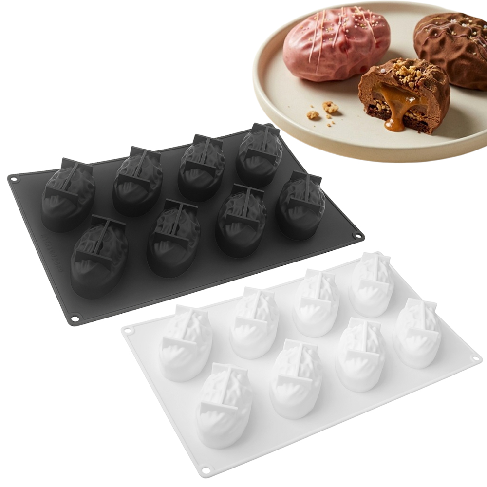 Soap Making Equipment - 3または8セルのナツメヤシ型食品グレードシリコンムースケーキ型チョコレート型DIYソープ型キッチンデザートベーキングツール