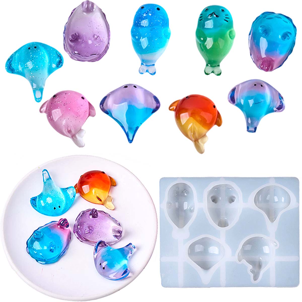 Soap Making Silicone Molds - 3Dヒーリング可愛いマンタ鯨シリコンモールドDIYキーホルダーバッグチャームソープキャンドルモールドエポキシ樹脂サマーアートギフト製作