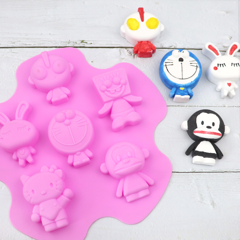 Soap Making Recipes - 1 個 ReadStar 6CA103RD041 6 キャビティ漫画のキャラクターケーキシリコーン型