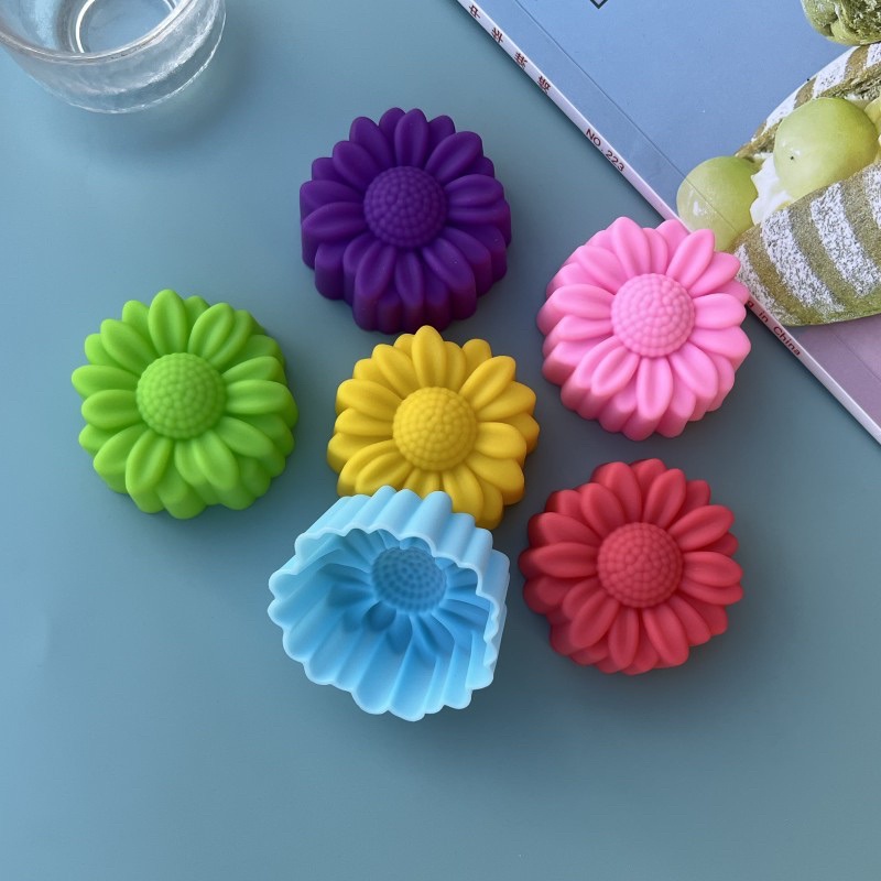 Soap Making Silicone Molds - 6個セット ノンスティック 花柄 シリコンモールド チョコレート プリン