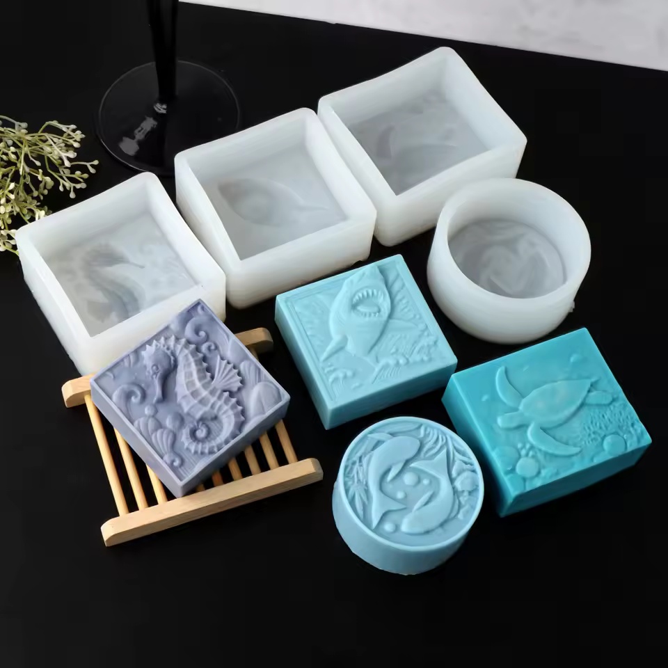 Soap Making Home - 3DタツノオトシゴシリコンソープモールドDIYウミガメサメ動物キャンドル樹脂製造ツール手作りアロマソープモールド家の装飾ギフト