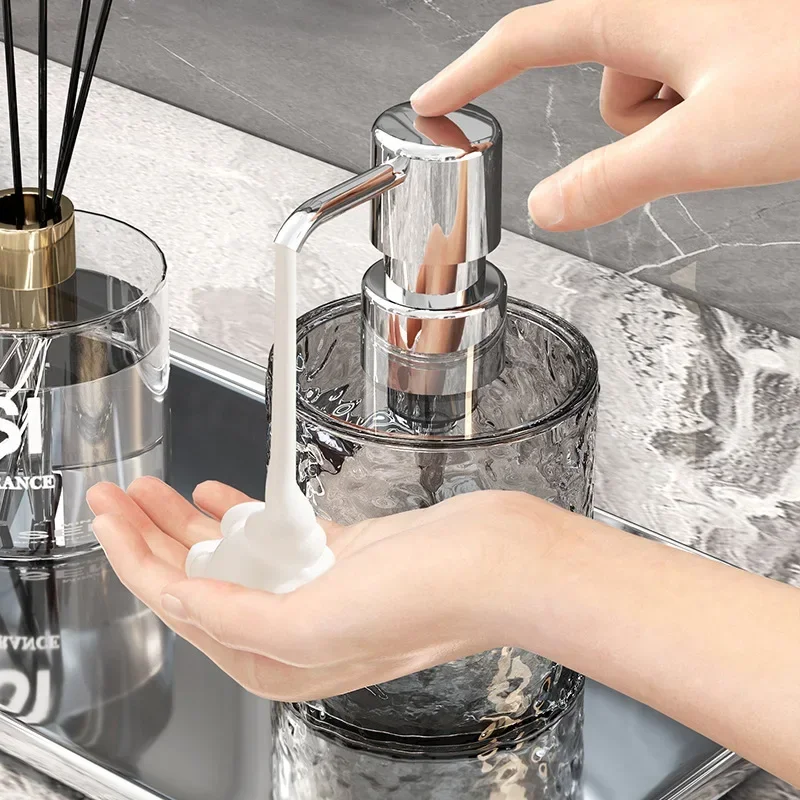 Soap Making Foam - ハンド泡ソープディスペンサープレス式浴室液体石鹸ボトル詰め替えボディウォッシュ容器ライト高級ハンドウォッシャー