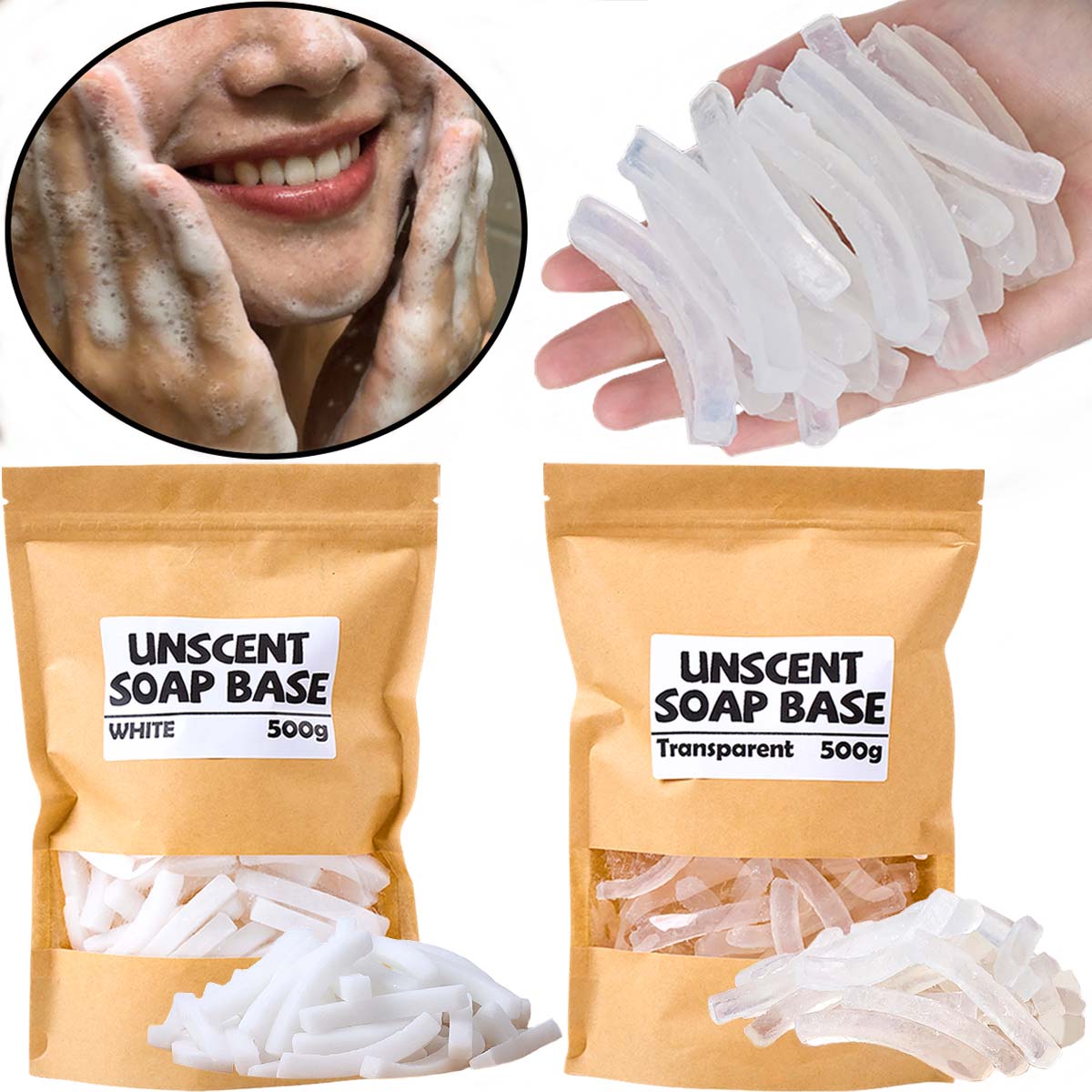 Soap Making Base - 500 グラム透明白色石鹸ベース DIY アロマソープ作成材料バッグストリップ状石鹸原料バス発泡バター