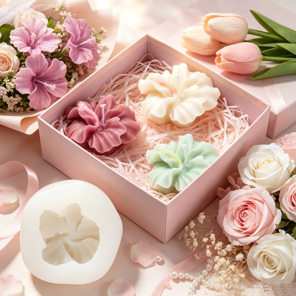Soap Making Kit Amazon - 2個入りハイビスカスフラワーキャンドルモールド、ポリマークレイキャンドル作り用フラワーシリコンモールド、エポキシ樹脂キャスティング、石鹸石膏工芸用