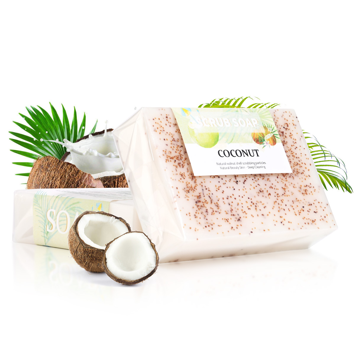 Soap Making Essential Oils - M+ナチュラルココナッツミルク石鹸（フロスト粒子入り）、明るい白のエッセンシャルオイル、手作り石鹸、手の保湿、100％オーガニック