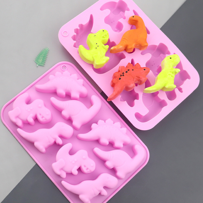 Soap Making Equipment - ブルース卸売 8匹の恐竜漫画シリコンケーキ型 DIY手作り石鹸ツール 子供用パン焼き型