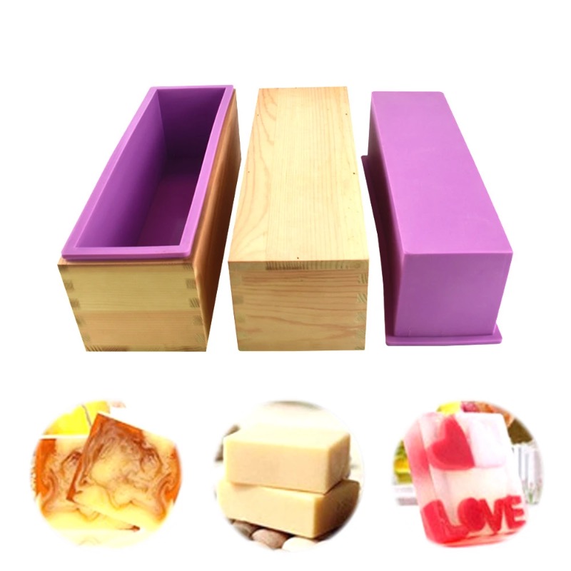 柔軟なシリコン製石鹸型 長方形ローフデザイン 木製ボックス付 - Soap Making Recipes のレビューと価格