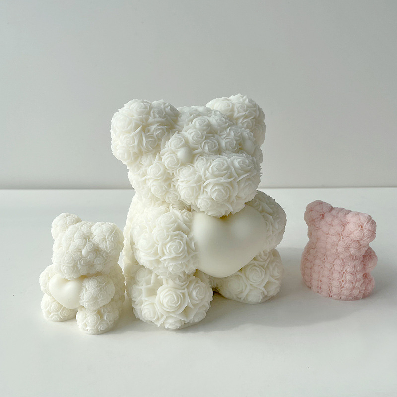 バレンタインデーの愛ローズクマ 3D キャンドルシリコーン型 - Soap Making Scents のレビューと価格