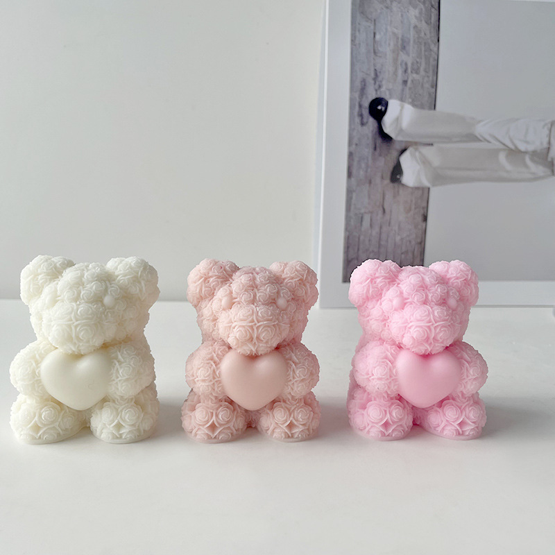 バレンタインデーの愛ローズクマ 3D キャンドルシリコーン型 - Soap Making Scents のレビューと価格