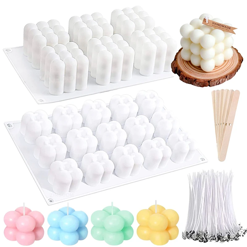 3D バブルキューブキャンドルシリコーン型セット DIY フ - Soap Making Kit Amazon のレビューと価格