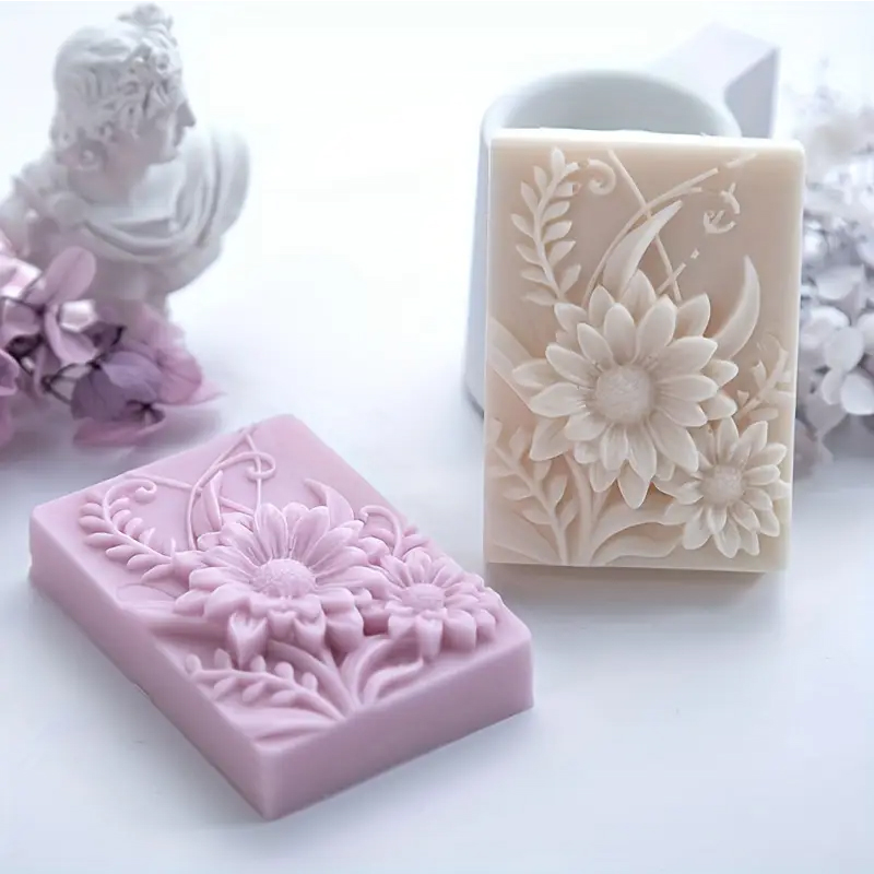 3D フラワースクエア石鹸シリコーン型長方形手作り香りキャン - Soap Making Scents のレビューと価格