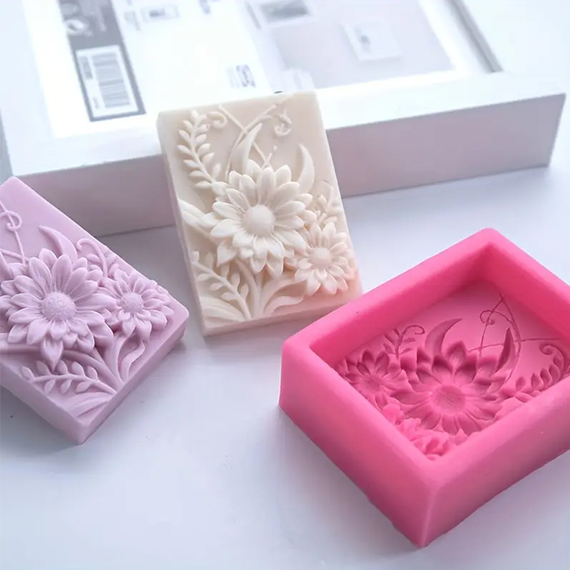 3D フラワースクエア石鹸シリコーン型長方形手作り香りキャン - Soap Making Scents のレビューと価格