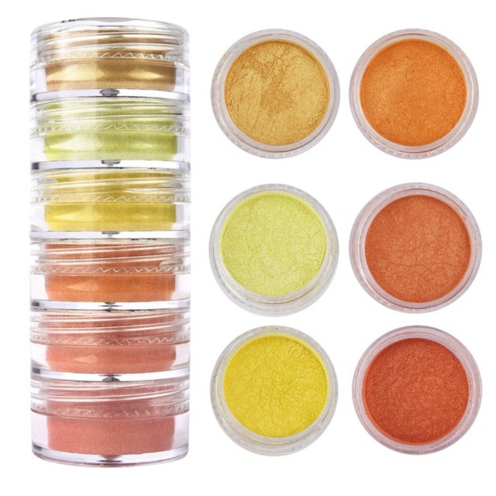 6 色/セットグリッターマイカパウダー新しいネイルアート真珠 - Soap Making Art のレビューと価格