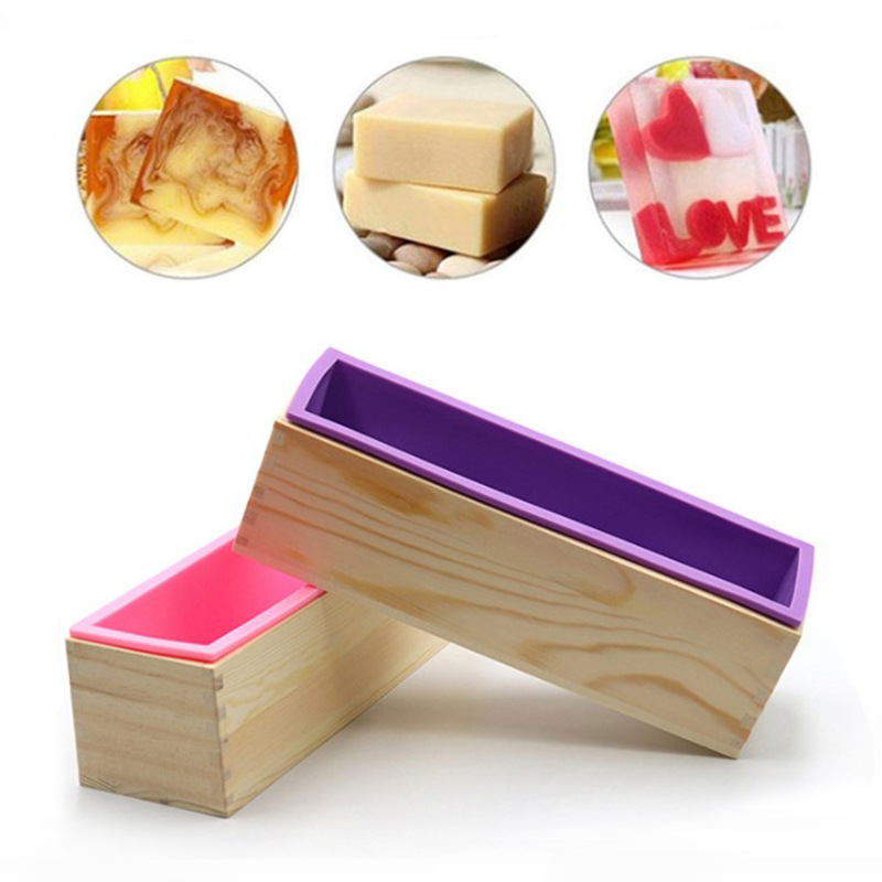 1200mlシリコンソープモールド長方形木製蓋付きボックスD - Soap Making Recipes のレビューと価格