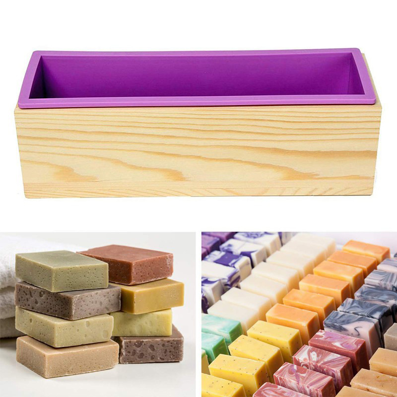 1200mlシリコンソープモールド長方形木製蓋付きボックスD - Soap Making Recipes のレビューと価格