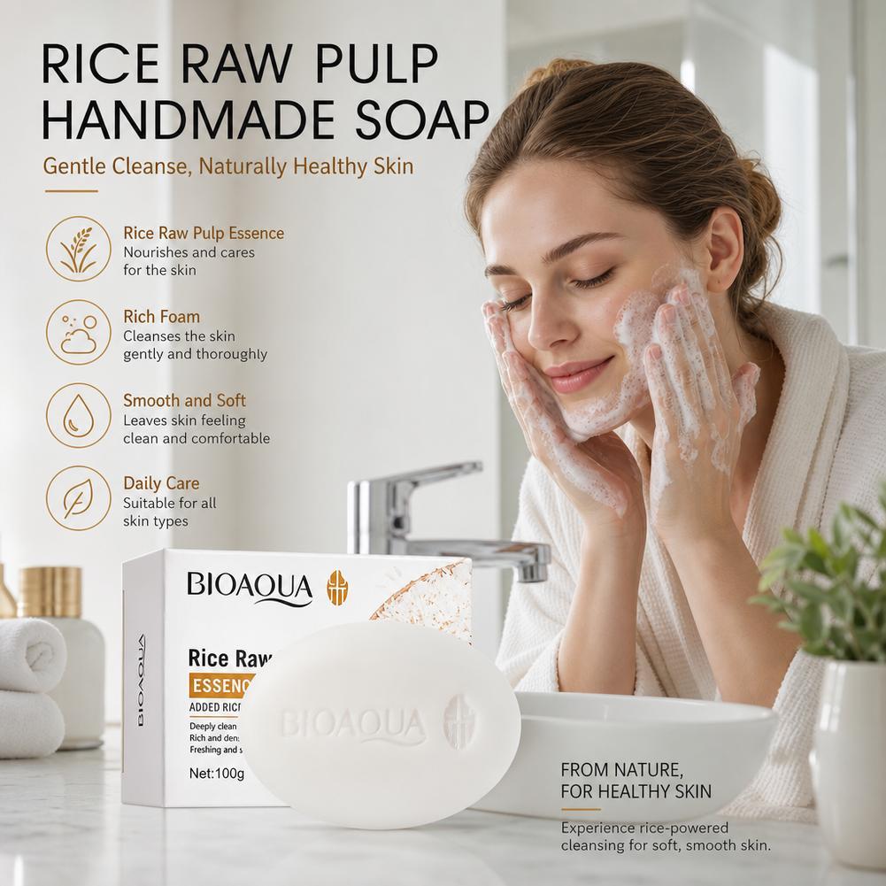 BIOAQUA 白米生パルプ洗顔石鹸 フェイスウォッシュフォ - Soap Making Essential Oils のレビューと価格