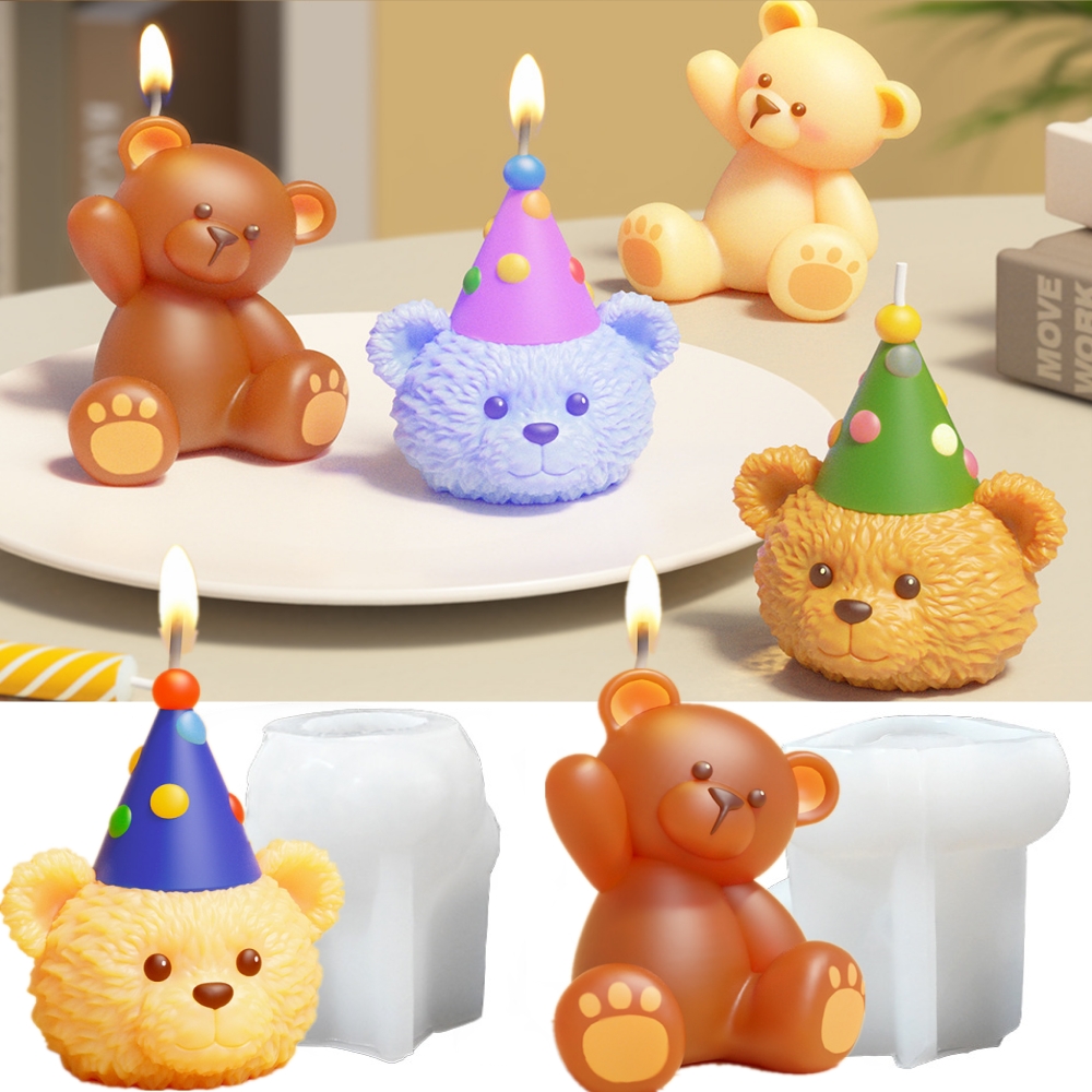 3Dかわいいクマの樹脂型、キャンドル、石鹸作り用シリコンフォ - Soap Making Art のレビューと価格