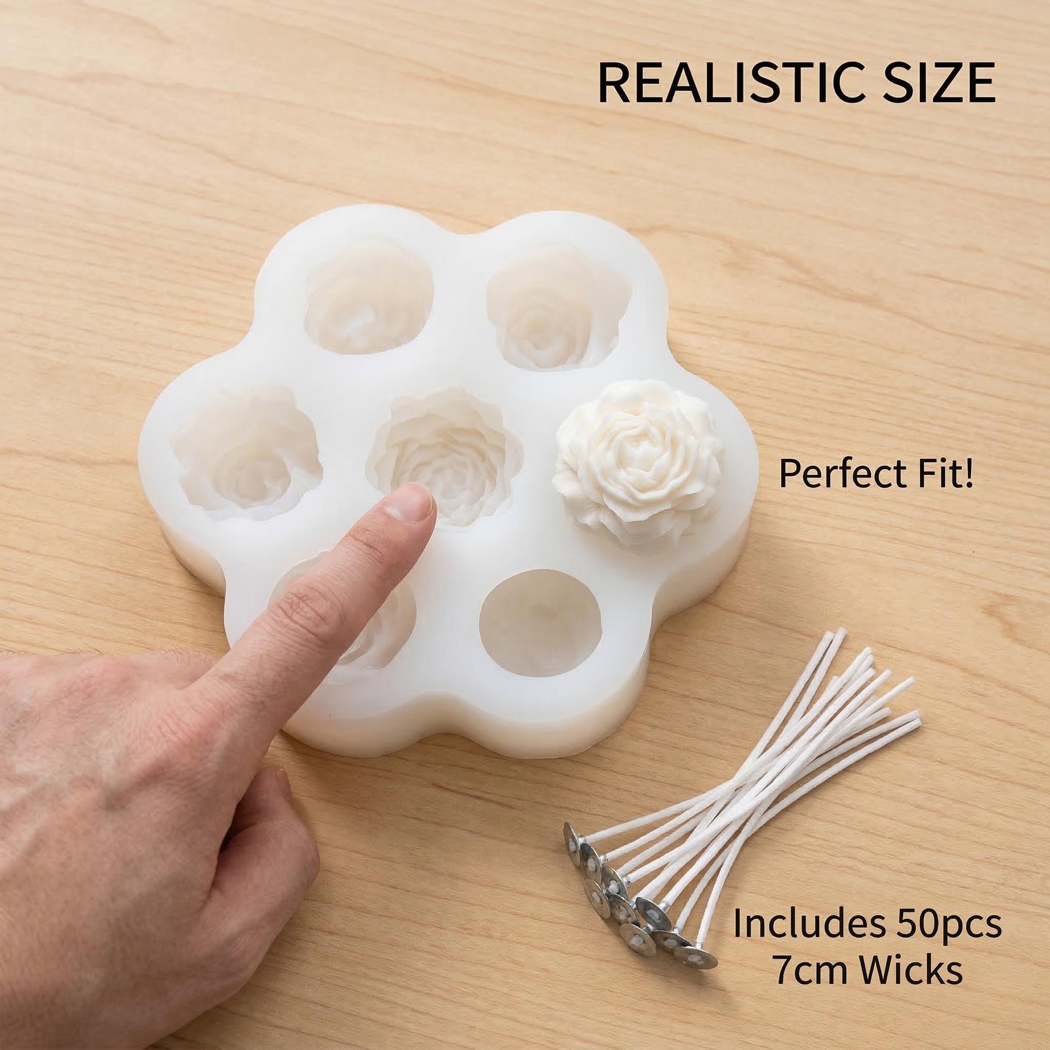 3Dローズフラワーシリコンキャンドルモールドセット、50個の - Soap Making Kit Amazon のレビューと価格