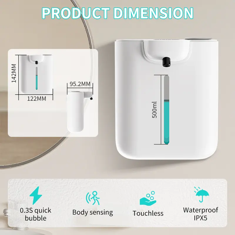 500ML大容量9段階調整可能フォーム/液体IPX5防水電動 - Soap Making Foam のレビューと価格