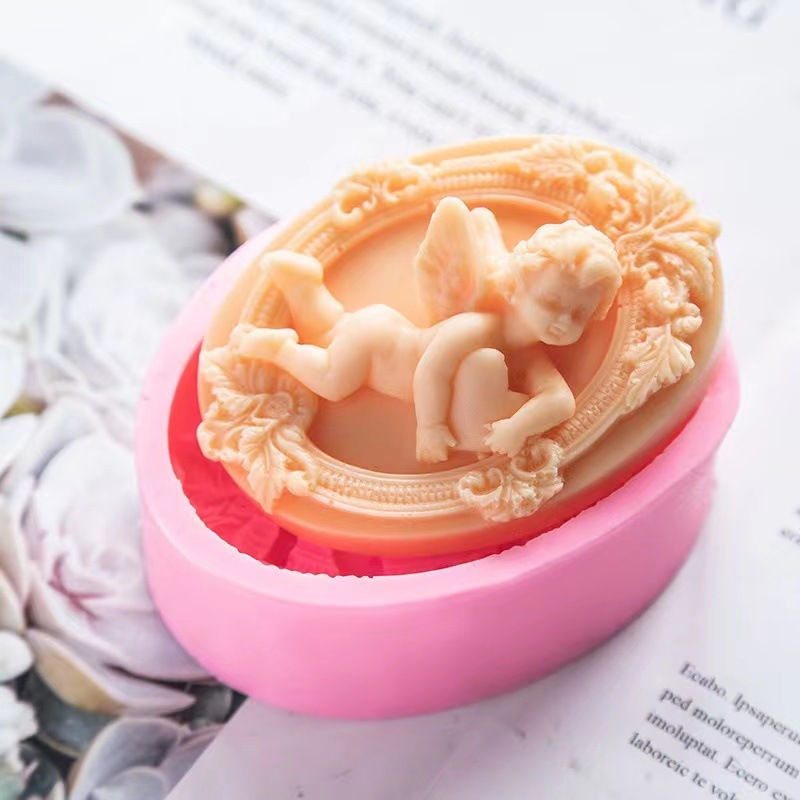 3D エンジェルキッズ形のシリコーン石鹸型手作り楕円形石膏石 - Soap Making Home のレビューと価格