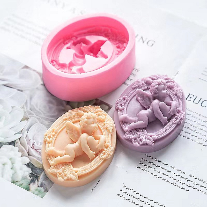 3D エンジェルキッズ形のシリコーン石鹸型手作り楕円形石膏石 - Soap Making Home のレビューと価格