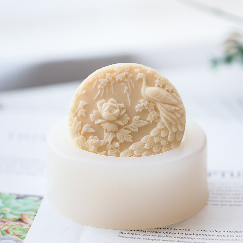 孔雀の花柄シリコン石鹸型フレキシブル手作りラウンド石鹸キャン - Soap Making Art のレビューと価格