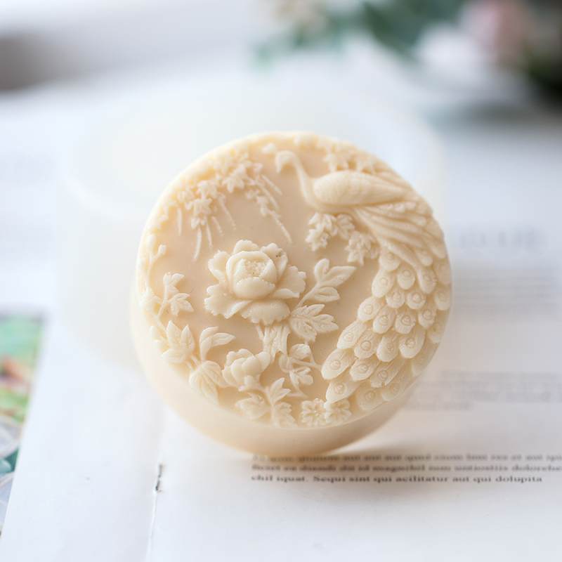 孔雀の花柄シリコン石鹸型フレキシブル手作りラウンド石鹸キャン - Soap Making Art のレビューと価格