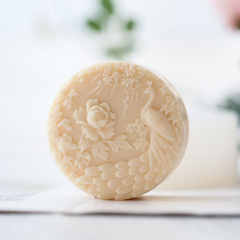 孔雀の花柄シリコン石鹸型フレキシブル手作りラウンド石鹸キャン - Soap Making Art のレビューと価格
