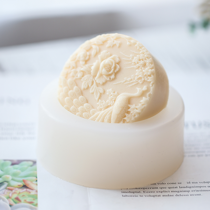 孔雀の花柄シリコン石鹸型フレキシブル手作りラウンド石鹸キャン - Soap Making Art のレビューと価格