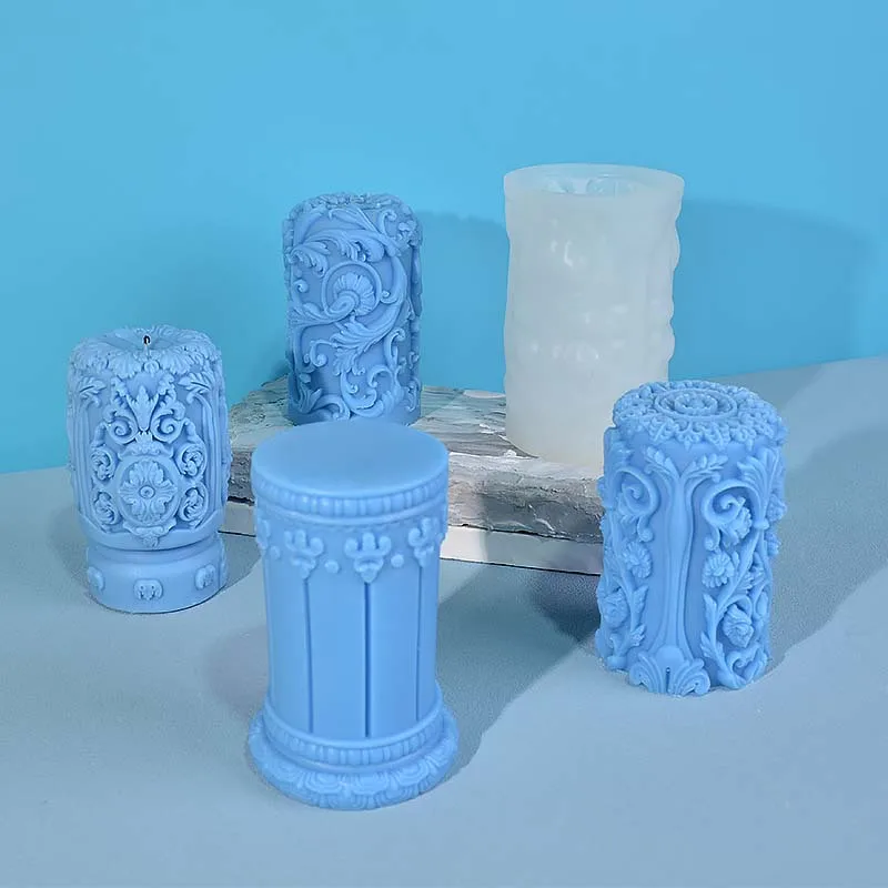 彫刻ローマ柱キャンドルシリコーン型フラワーレリーフシリンダー - Soap Making Recipes のレビューと価格