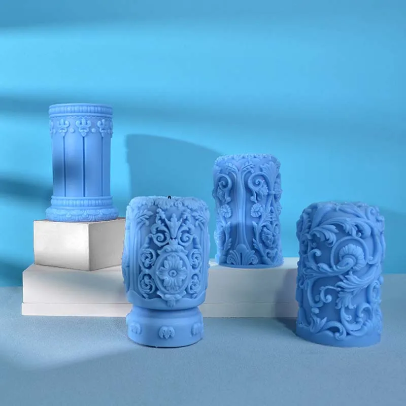 彫刻ローマ柱キャンドルシリコーン型フラワーレリーフシリンダー - Soap Making Recipes のレビューと価格