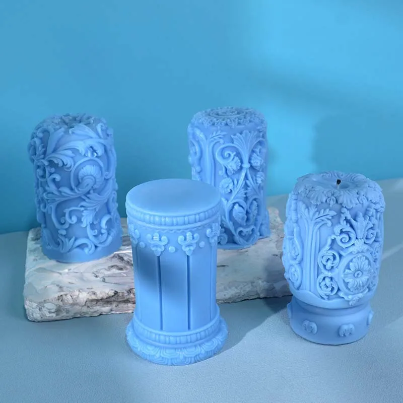 彫刻ローマ柱キャンドルシリコーン型フラワーレリーフシリンダー - Soap Making Recipes のレビューと価格