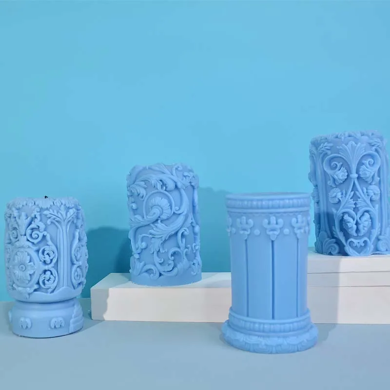 彫刻ローマ柱キャンドルシリコーン型フラワーレリーフシリンダー - Soap Making Recipes のレビューと価格
